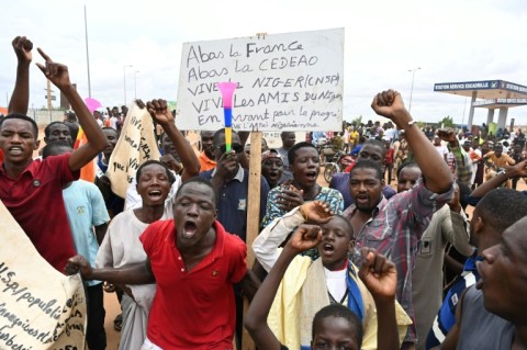 Some shouted their support for the country's new strongman, General Abdourahamane Tiani