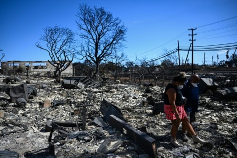 Brushfires on the west coast of Hawaii's Maui island rapidly engulfed the seaside town of Lahaina