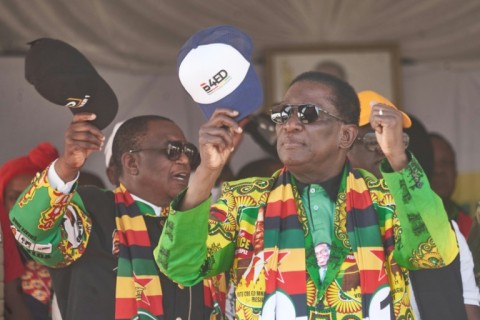 Mnangagwa (R) could face opposition from his party if he fails to clinch a 'convincing' re-election