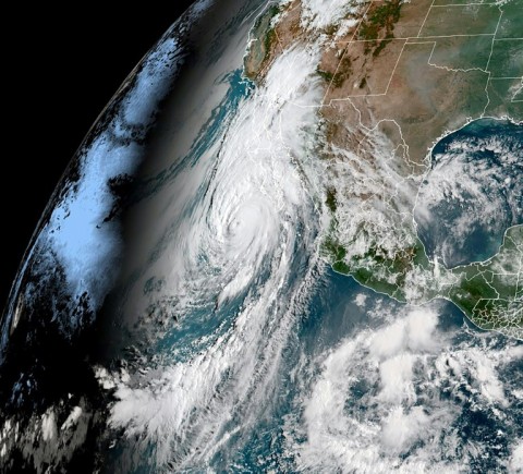 This image from the US National Oceanic and Atmospheric Administration (NOAA) shows Hurricane Hilary off the coast of Mexico on August 19, 2023