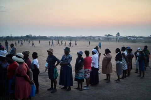 Voters queued to cast their ballots at a polling station in Bulawayo