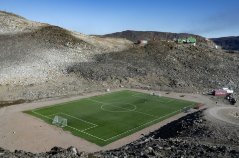 The village of  Ittoqqortoormiit, which is changing rapidly, has a synthetic football field