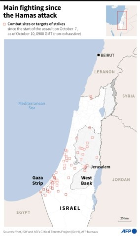 Main fighting since start of the Hamas attack