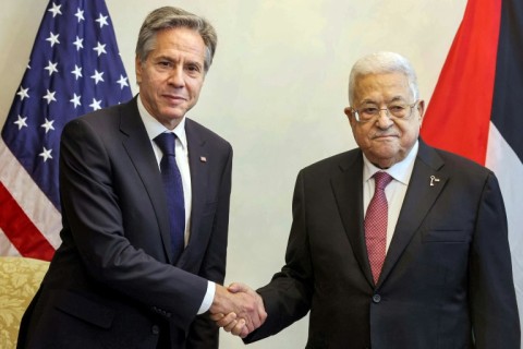 US Secretary of State Antony Blinken meets Palestinian president Mahmud Abbas in Jordan