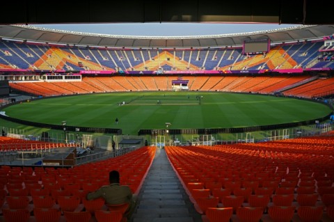 Thinking big: This photograph shows a general view of the 132,000-capacity stadium