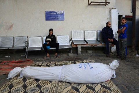 A Palestinian's body awaits burial in Gaza 