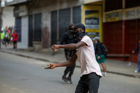 Protesters put up barricades, set fire to some tyres and threw stones at police