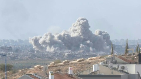 Strike on northern Gaza seen from Israel