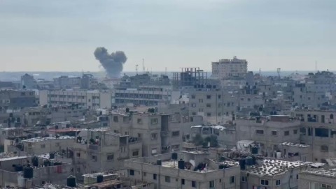 Smoke rises after strike in Gaza's Rafah 