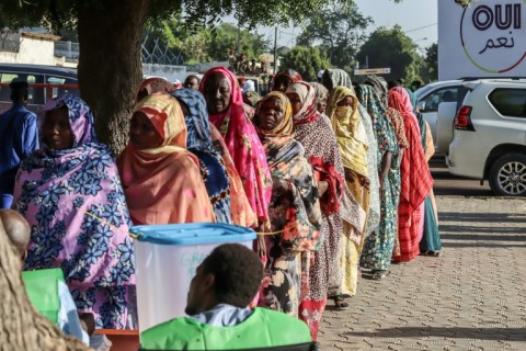 President Deby was first to place his vote in a polling station in N'Djamena