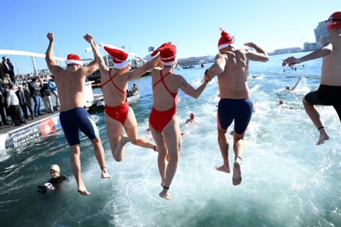 Participants got started at the 114th edition of the Copa Nadal (Christmas Cup) swimming race off Barcelona