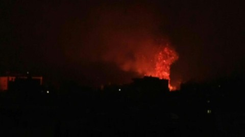 Explosions light up the sky during overnight Israeli strikes on Rafah