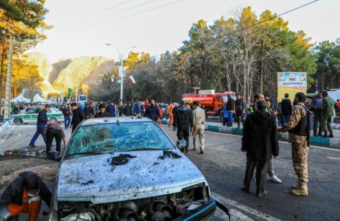 Two explosions struck a crowd in the southern Iranian city of Kerman on January 3, 2024