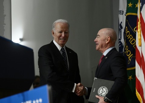 US President Joe Biden (left) and Homeland Security Secretary Alejandro Mayorkas are both facing Republican-led impeachment hearings 