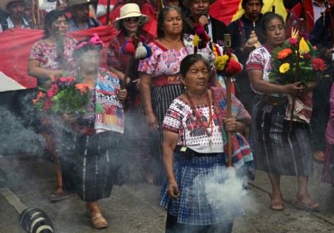 In the capital Guatemala City, Indigenous Mayans lit incense and danced along to the rhythm of drums, celebrating the pending change in government