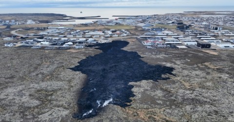 Lava has crept towards the fishing town of Grindavik