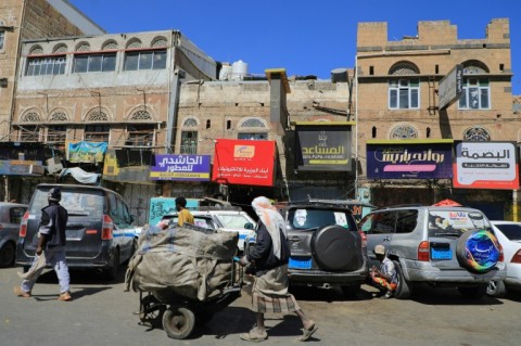 Yemenis are pictured in Sanaa on January 12, 2024