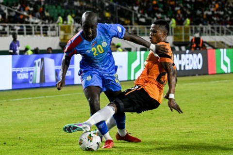 Yoane Wissa (L) scored for the Democratic Republic of Congo in their draw with Zambia