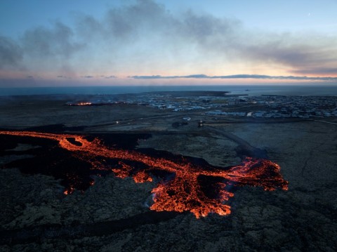 Lava from the volcanic eruption reached the town of Grindavik