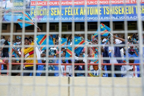 Supporters of the President Felix Tshisekedi poured into Kinshasa's Martyrs stadium for his swearing-in for a second term in office