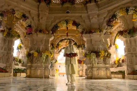 Prime Minister Narendra Modi, seen as he officially consecrated the temple in Ayodhya