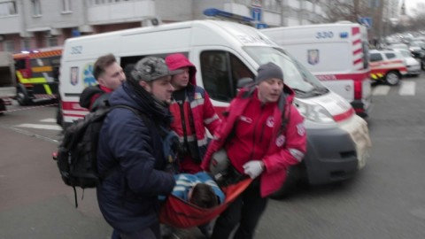 Kyiv emergency workers respond after missile strikes