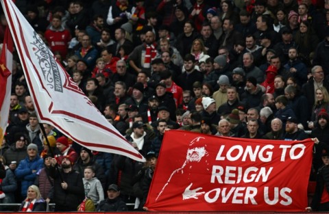 Banners paid tribute to Jurgen Klopp in Liverpool's first match since he announced he will step down at the end of the season