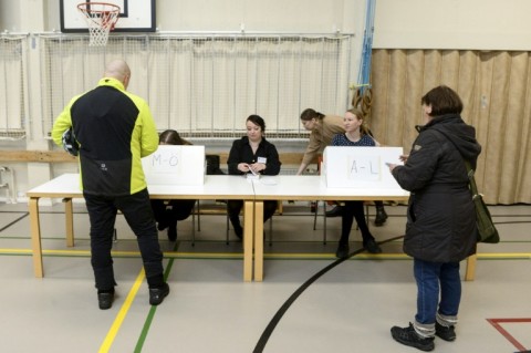 Voting is underway in presidential elections at the Friisila school polling station in Espoo, Finland