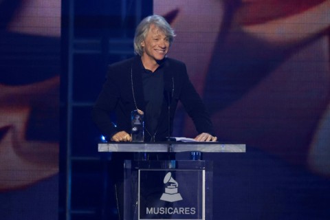 Jon Bon Jovi accepts the MusiCares Person of the Year honor at the annual pre-Grammy gala