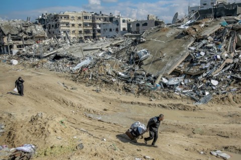 Gaza City's Al-Maqoussi towers area has suffered widespread destruction from Israeli bombardment