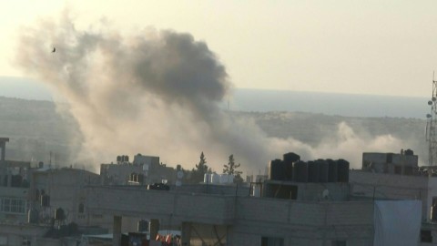 Smoke rises after strikes on Gaza's Rafah