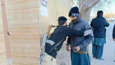 Security checks at polling station in Quetta as voting begins in Pakistan election