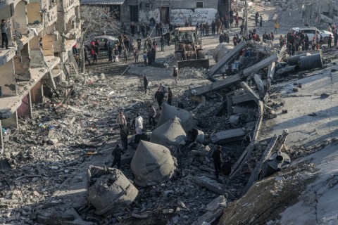 In Rafah residents walked among the rubble of the city's al-Faruq mosque after strikes