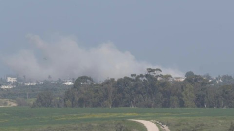 Smoke rises over southern Gaza, as seen from Israel