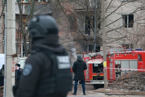 Russian police had cordoned off an apartment block in Saint Petersburg after a reported drone hit