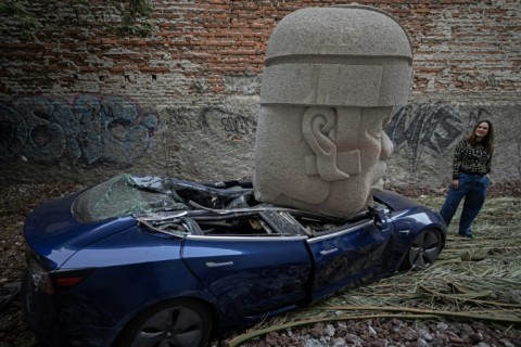 'My idea was to make a piece to troll Elon Musk,' said the sculpture's creator, Chavis Marmol