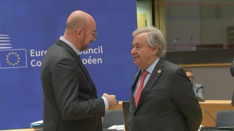 UN chief Guterres attends EU summit in Brussels