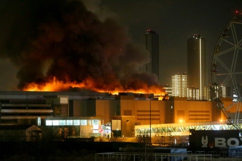 Fire quickly spread through the Crocus City Hall