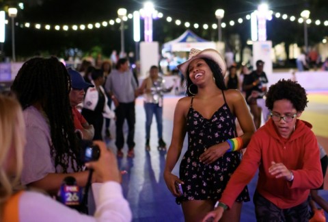 Beyonce fans held a joyful party at a Houston roller rink to celebrate their queen's new album