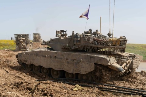 Smoke rises over Khan Yunis, the southern Gaza city near Rafah