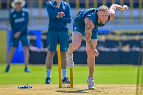 Stokes at practice ahead of the third Test cricket match between England and India in Rajkot in February 2024