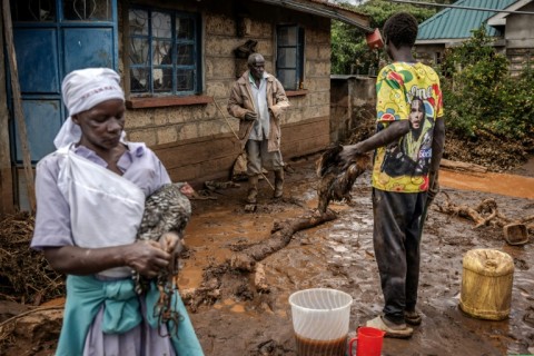 Flash floods hit the village of Kamuchiri, near Mai Mahiu, where a dam burst on Monday