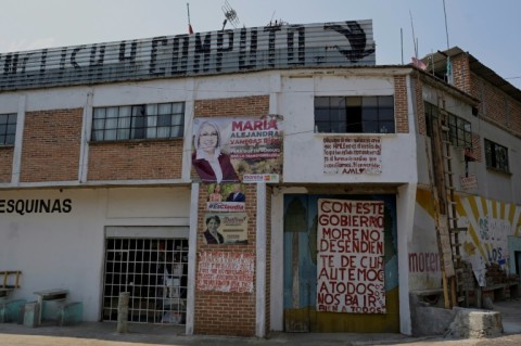 Election posters are seen in Maravatio in Mexico's Michoacan state