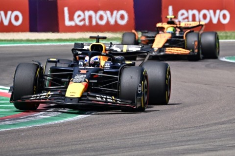 McLaren's Lando Norris hunting down Max Verstappen's Red Bull at Imola 