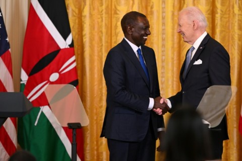 US President Joe Biden (R) and Kenya's President William Ruto  held a joint press conference in the East Room of the White House 