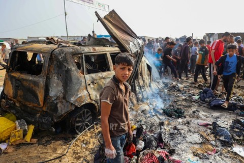 Gaza's civil defence agency said Monday that the death toll had risen to 40 from overnight Israeli strikes that set ablaze tents of displaced Palestinians