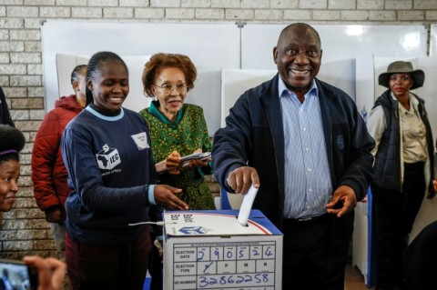 South African President Cyril Ramaphosa expressed confidence as he voted in Soweto, but opinion polls predict his ruling ANC party may be about to lose its three-decade-old parliamentary majority