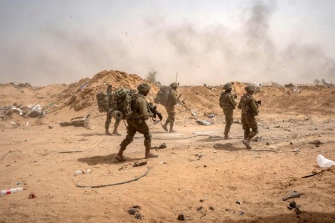 Israeli soldiers are seen during operations in the Gaza Strip