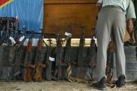 'Confiscated' weapons were displayed at the first hearing in the 'coup' trial