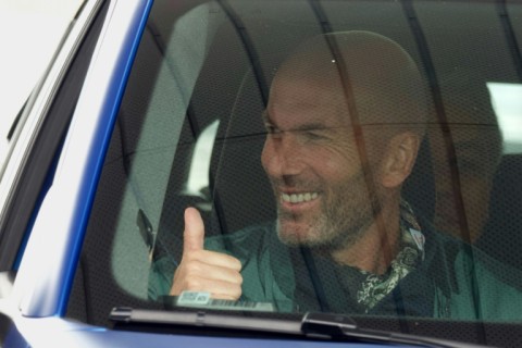 Zinedine Zidane all smiles before joining an illustrious list of ceremonial Le Mans starters including Steve McQueen and Brad Pitt 